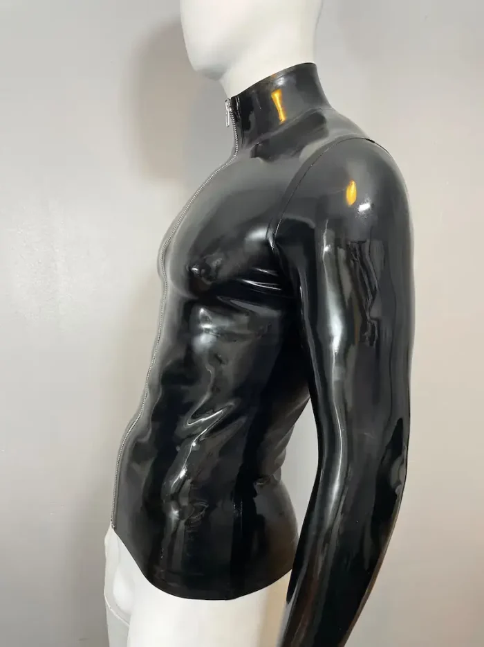Latex Long Sleeve Top with Front Zipper