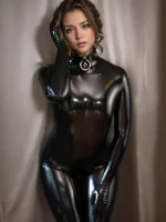 Female Latex Standard Catsuit With Neck Ring