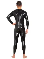 Latex Neck Entry Long Sleeves Catsuit Crotch Zip