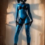 Latex Red Shiny Full Enclosure Catsuit