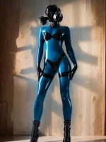 Futuristic Blue & Transparent Latex Catsuit