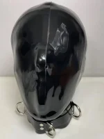 Black Full Cover No Eyes Latex Hood
