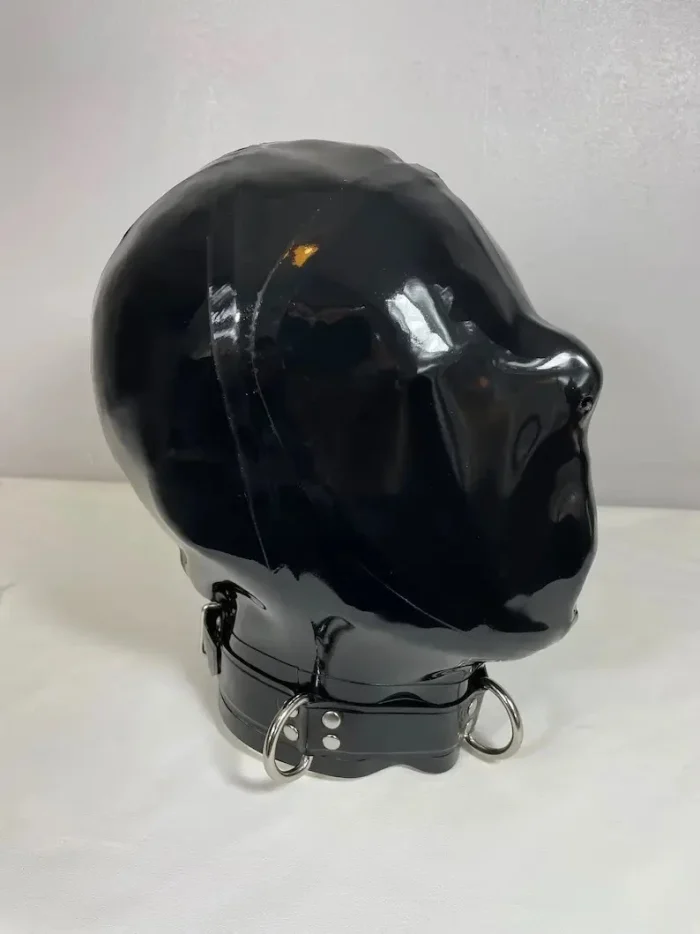 Black Full Cover No Eyes Latex Hood