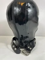 Black Full Cover No Eyes Latex Hood