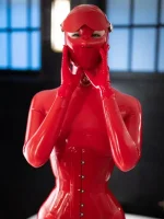 Latex Full Covered Red Detachable Hood