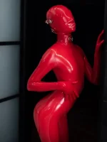 Latex Full Covered Red Detachable Hood