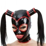 Latex Full Covered Red Detachable Hood