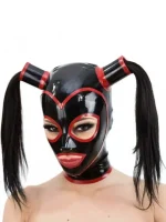 Latex Hood with Contrast Trim and Pigtails