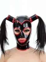 Latex Hood with Contrast Trim and Pigtails
