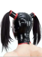 Latex Hood with Contrast Trim and Pigtails