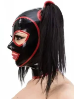 Latex Hood with Contrast Trim and Pigtails