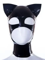 Black Latex Kitty Ears Hood