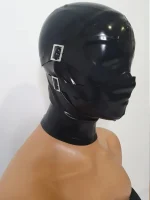 Black Full Covered Latex Mask with Buckle Strap