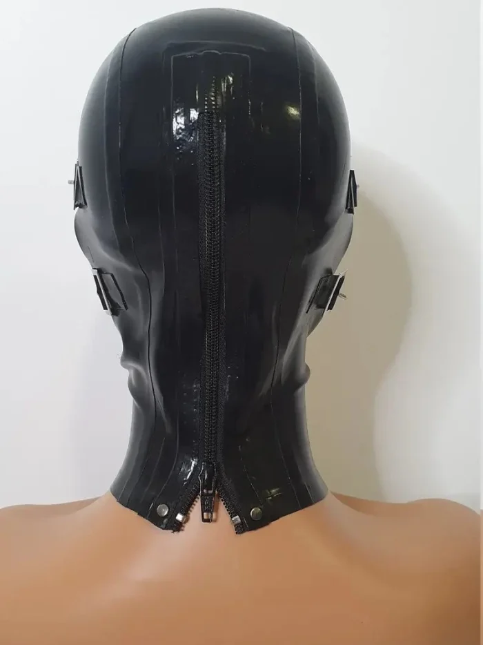 Black Full Covered Latex Mask with Buckle Strap