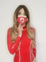 Red Nurse Style Latex Mask