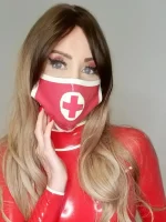 Red Nurse Style Latex Mask