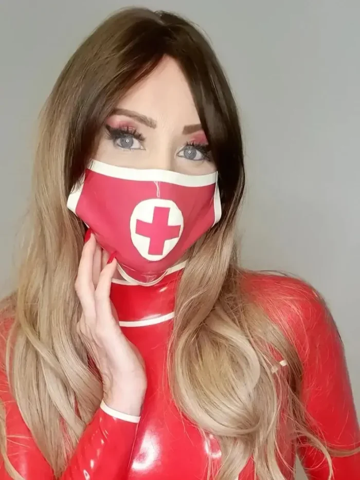 Red Nurse Style Latex Mask