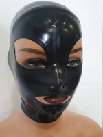 Black Latex Hood with Open Eyes and Mouth