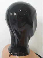 Black Latex Hood with Open Eyes and Mouth