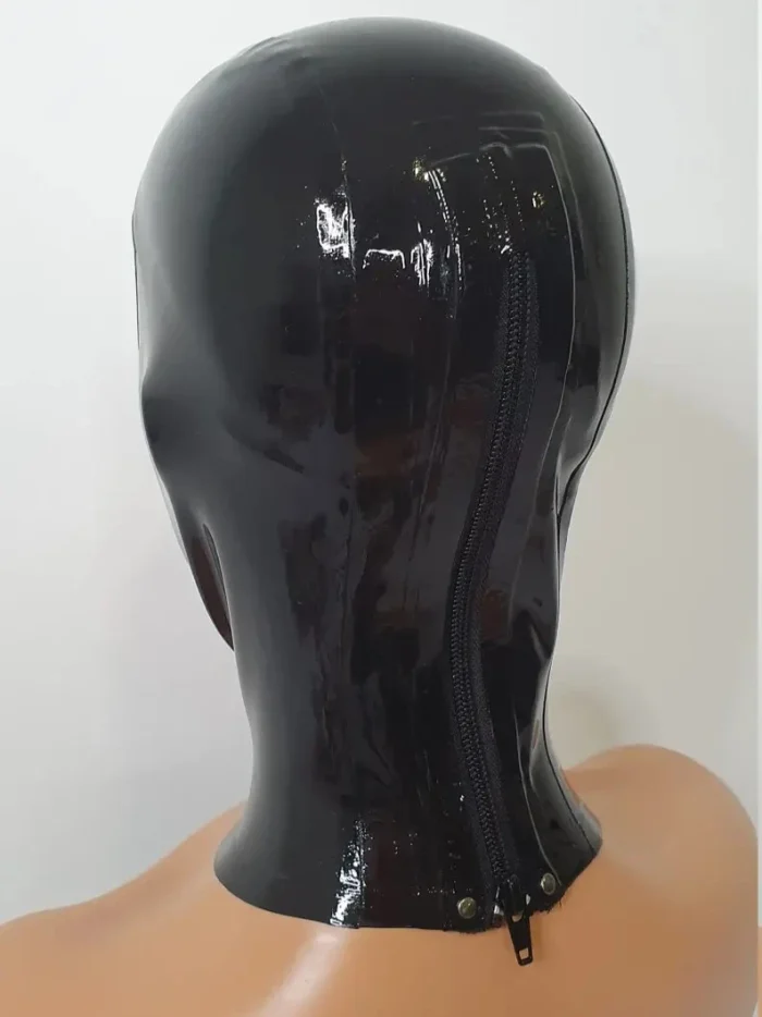 Black Latex Hood with Open Eyes and Mouth