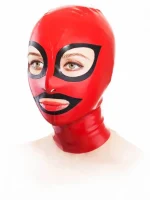 Red Big Eyes Latex Hood with Black Trim