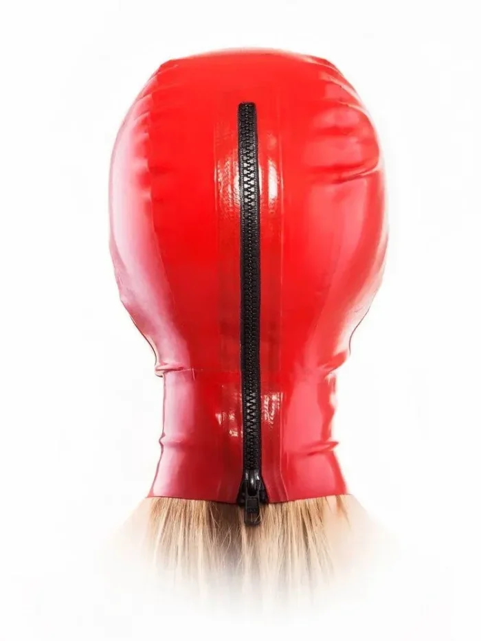 Red Big Eyes Latex Hood with Black Trim