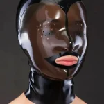Cute White Latex Hood with Cat Ears