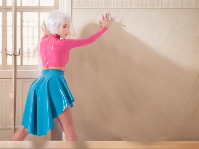 Long Hem Latex Skirt