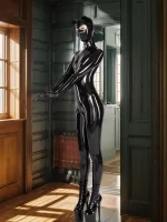Latex Combination Catsuit integral Full bodysuit