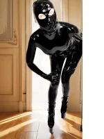 Full Covered Female Latex Catsuit with Gloves Socks and Hood Attached