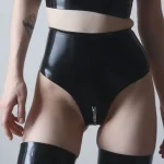 Purple Latex High Waist Panties with Pink Trim