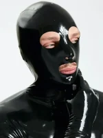 Black Latex Hood with Open Eyes and Mouth