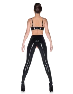 Latex Black High Waist Open Crotch Leggings