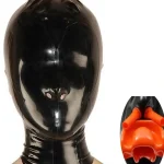 Latex Fetish Open Eyes and Mouth with Back Zip Mask