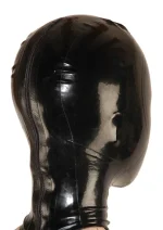 Latex Full Face Fetish Hood with Nasal Tubes and Red Teeth Gag