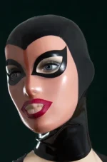 Latex Fetish Open Eyes and Mouth with Back Zip Mask