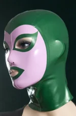 Latex Fetish Open Eyes and Mouth with Back Zip Mask