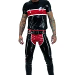 Black Latex Long Sleeve Top with High Neck