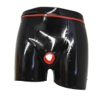 Black Latex Shorts with Red Trim and Opening