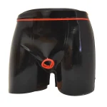 Black Latex Shorts with Red Trim and Opening