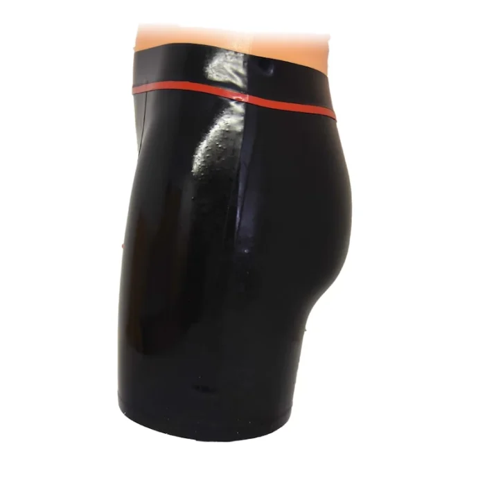 Black Latex Shorts with Red Trim and Opening