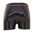 Black Latex Shorts with Red Trim and Opening