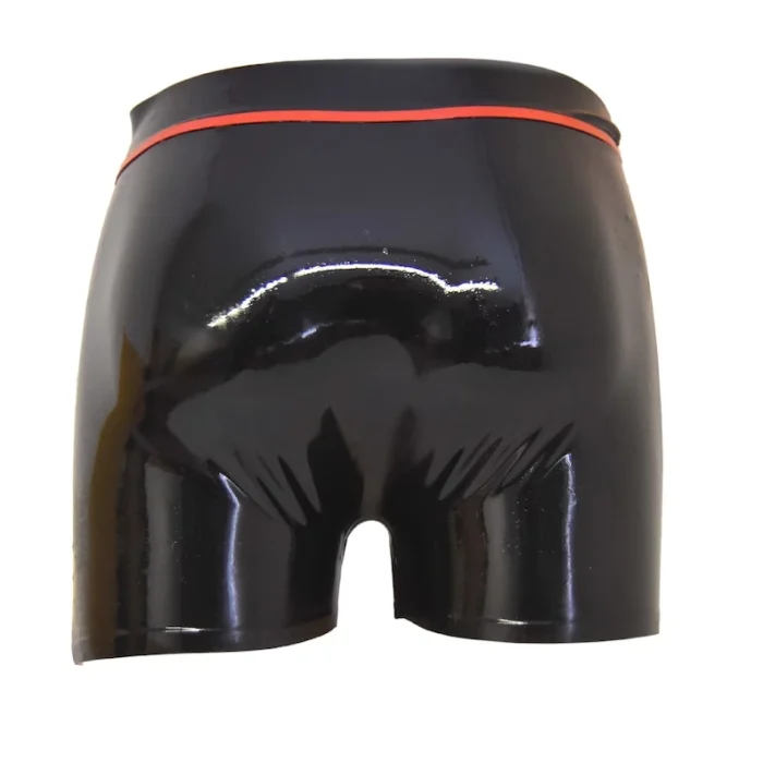 Black Latex Shorts with Red Trim and Opening