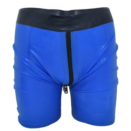 Latex Shorts With Double Zipper For Men