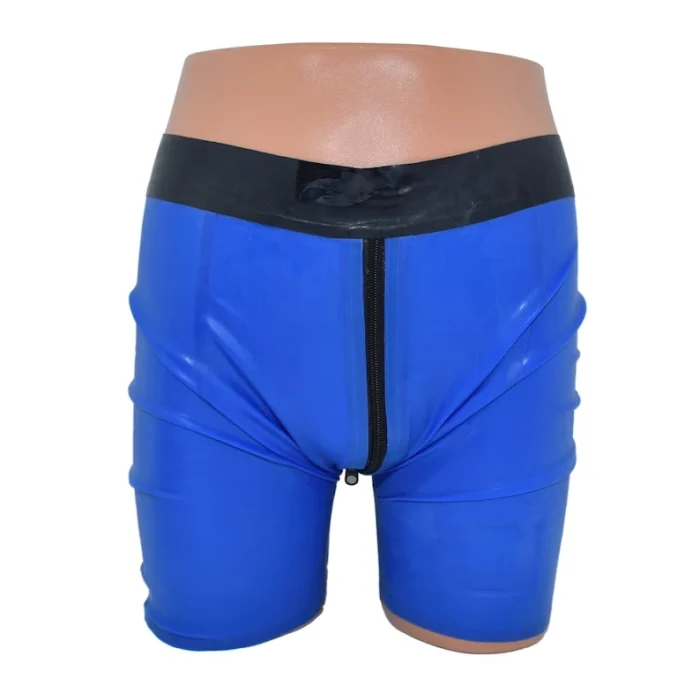 Latex Shorts With Double Zipper For Men