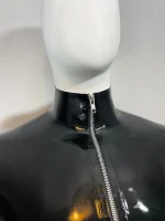 Black Latex Long Sleeve Top with High Neck