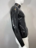 Black Latex Long Sleeve Top with High Neck