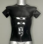 Glossy Latex Fitted Shirt with Zip Closure