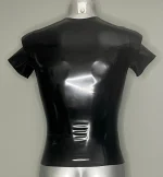 Glossy Latex Fitted Shirt with Zip Closure