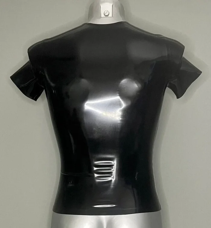 Glossy Latex Fitted Shirt with Zip Closure